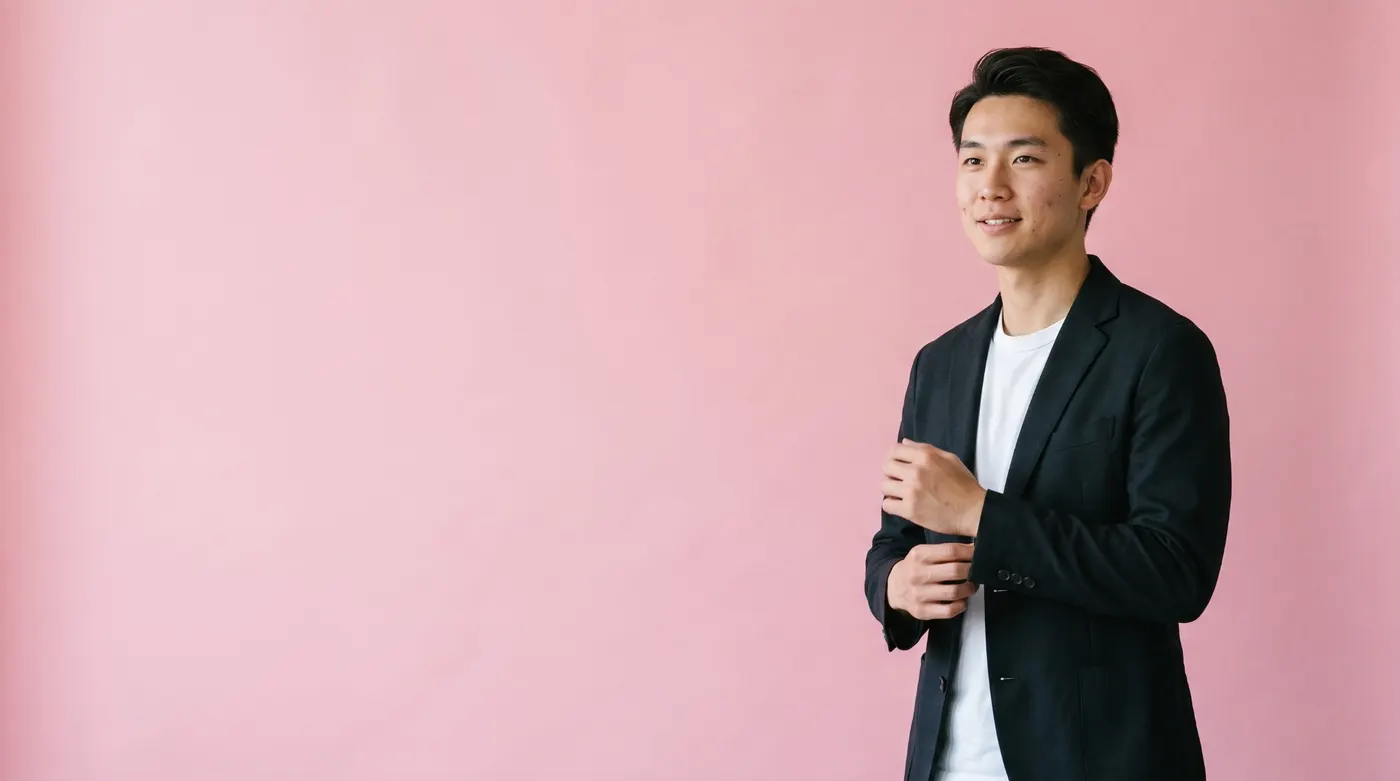 A young man in a blazer adjusting his cuff, ready for the day ahead